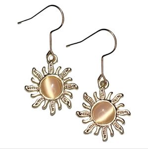 Cats Eye Gemstone Roman Sun Earrings